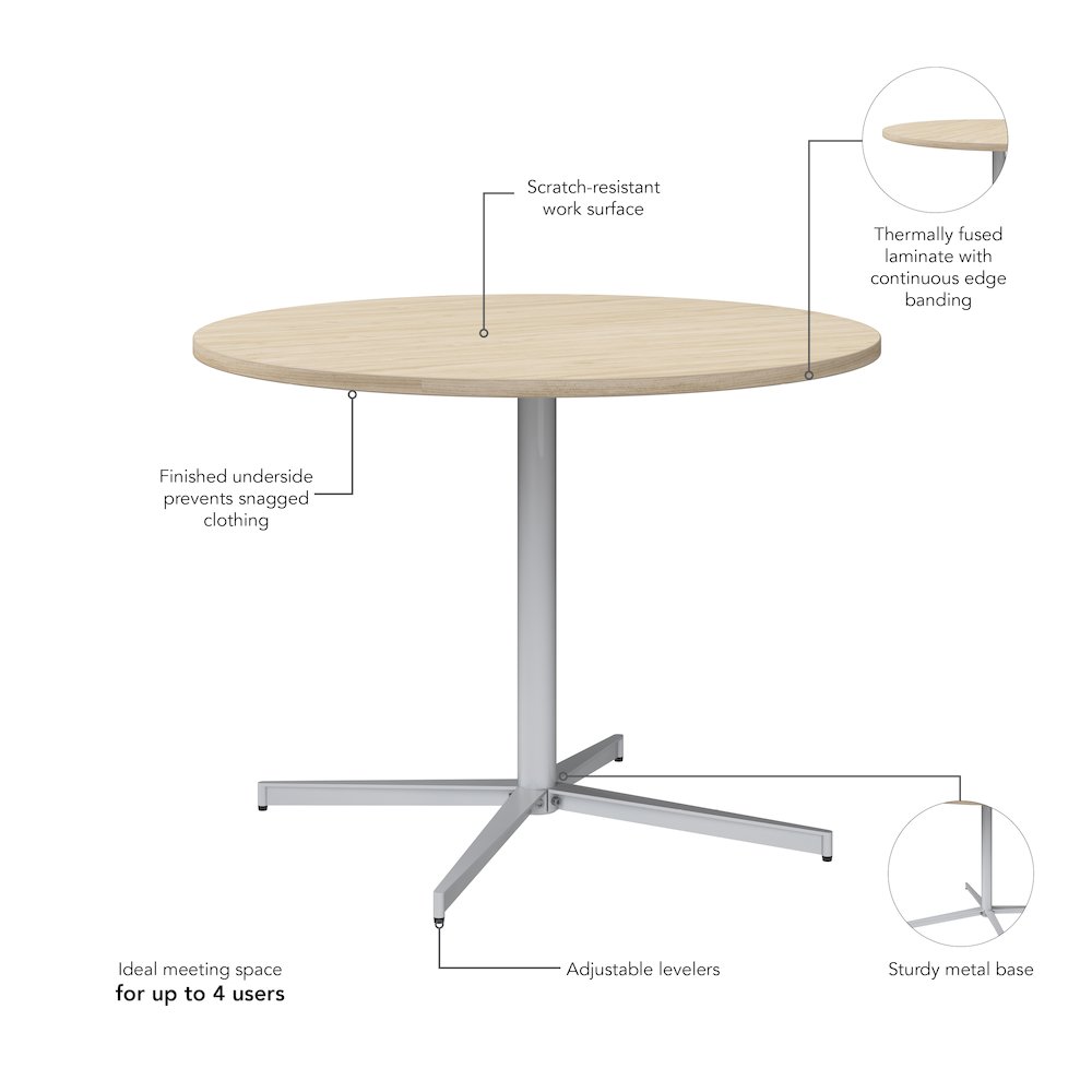 42-inch Round Conference Table with Metal Base in Natural Elm. Picture 6