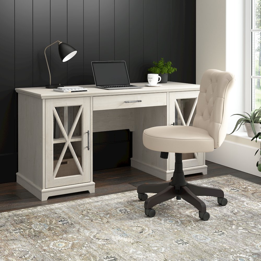 Lennox 60W Farmhouse Desk with Storage and Keyboard Tray. Picture 2