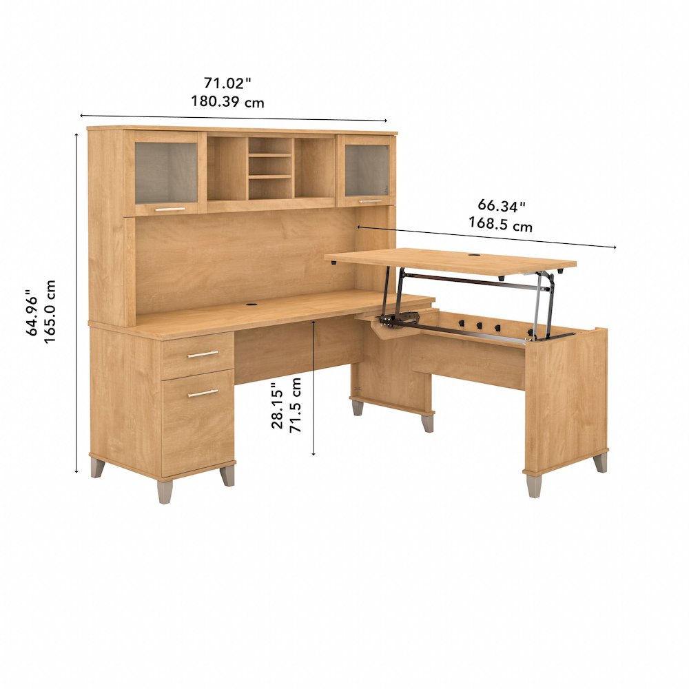 Somerset 72W 3 Position Sit to Stand L Shaped Desk with Hutch. Picture 9