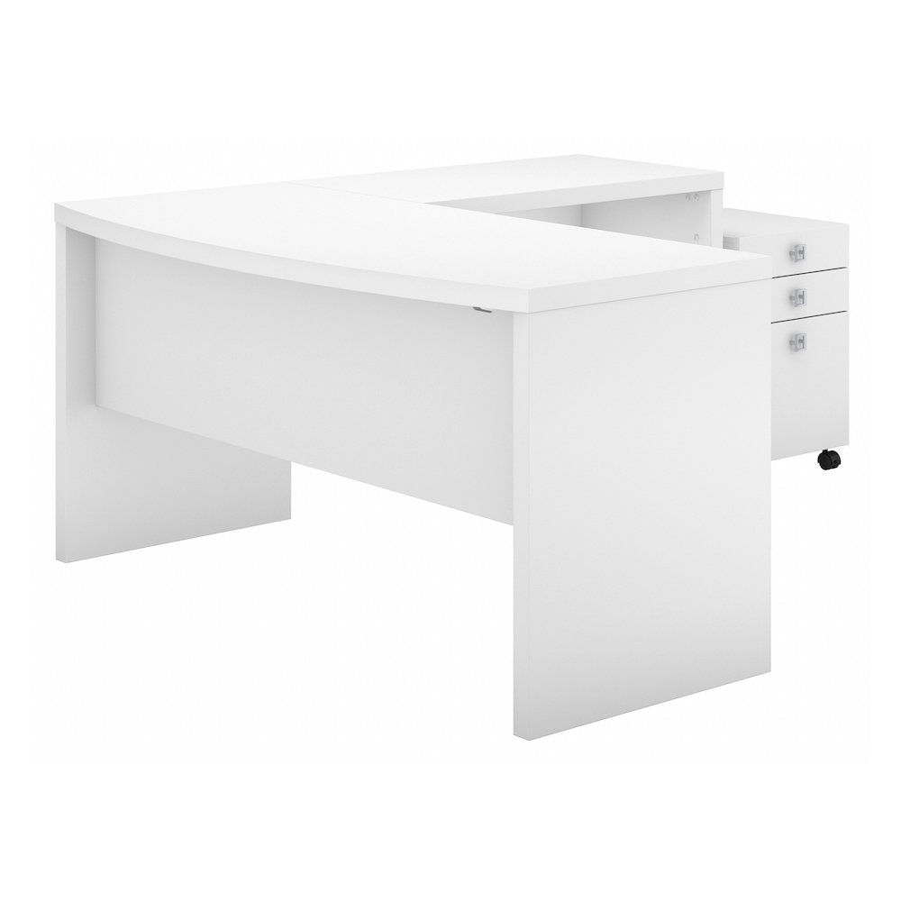 Echo L Shaped Bow Front Desk with Mobile File Cabinet. Picture 1