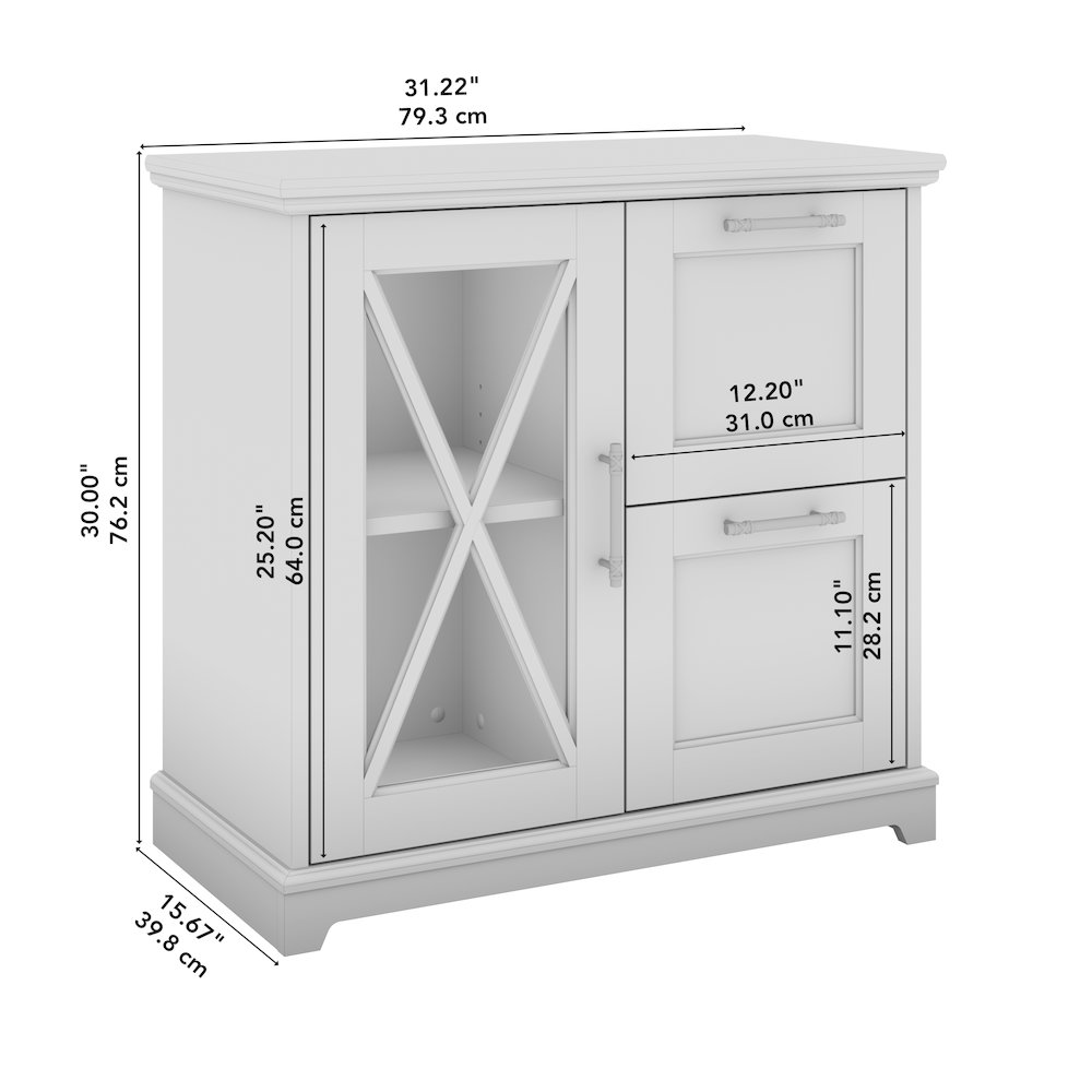 Lennox Farmhouse 2 Drawer Lateral File Cabinet with Shelves. Picture 10
