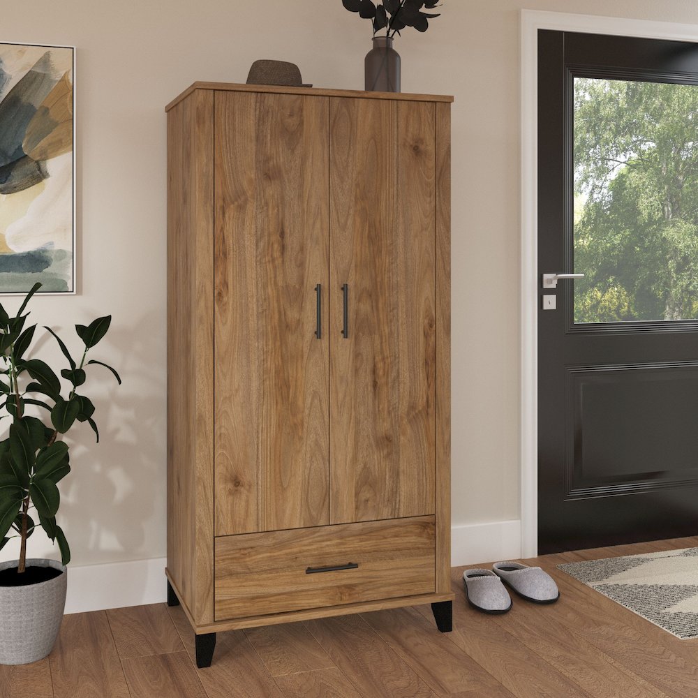 Somerset Tall Entryway Cabinet with Doors and Drawer. Picture 2