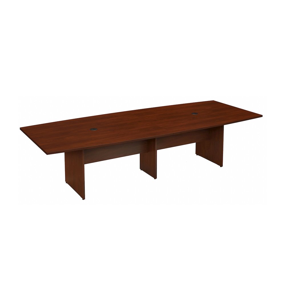 120W x 48D Boat Shaped Conference Table with Wood Base. Picture 1