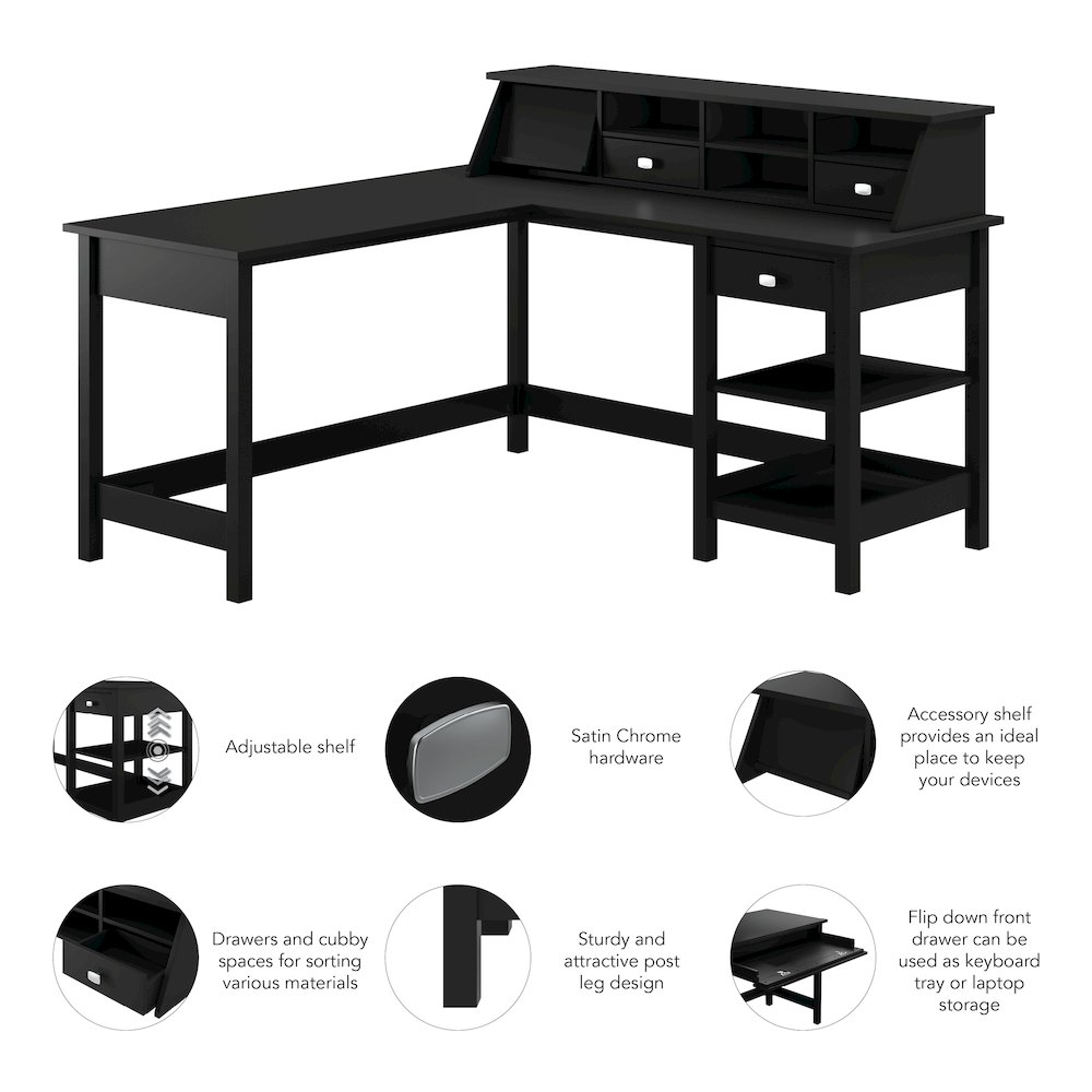 Broadview 60W L Shaped Computer Desk with Storage and Desktop Organizer. Picture 9