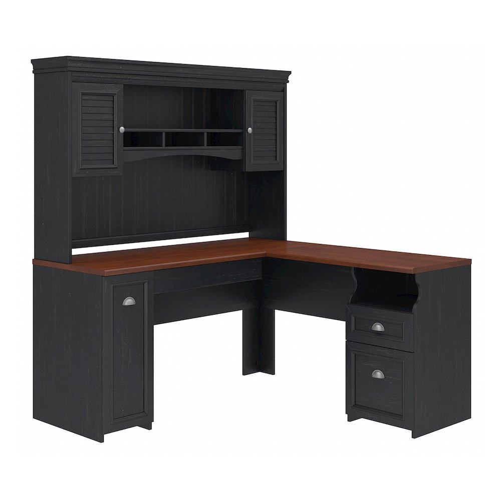 Fairview 60W L Shaped Desk with Hutch. Picture 1
