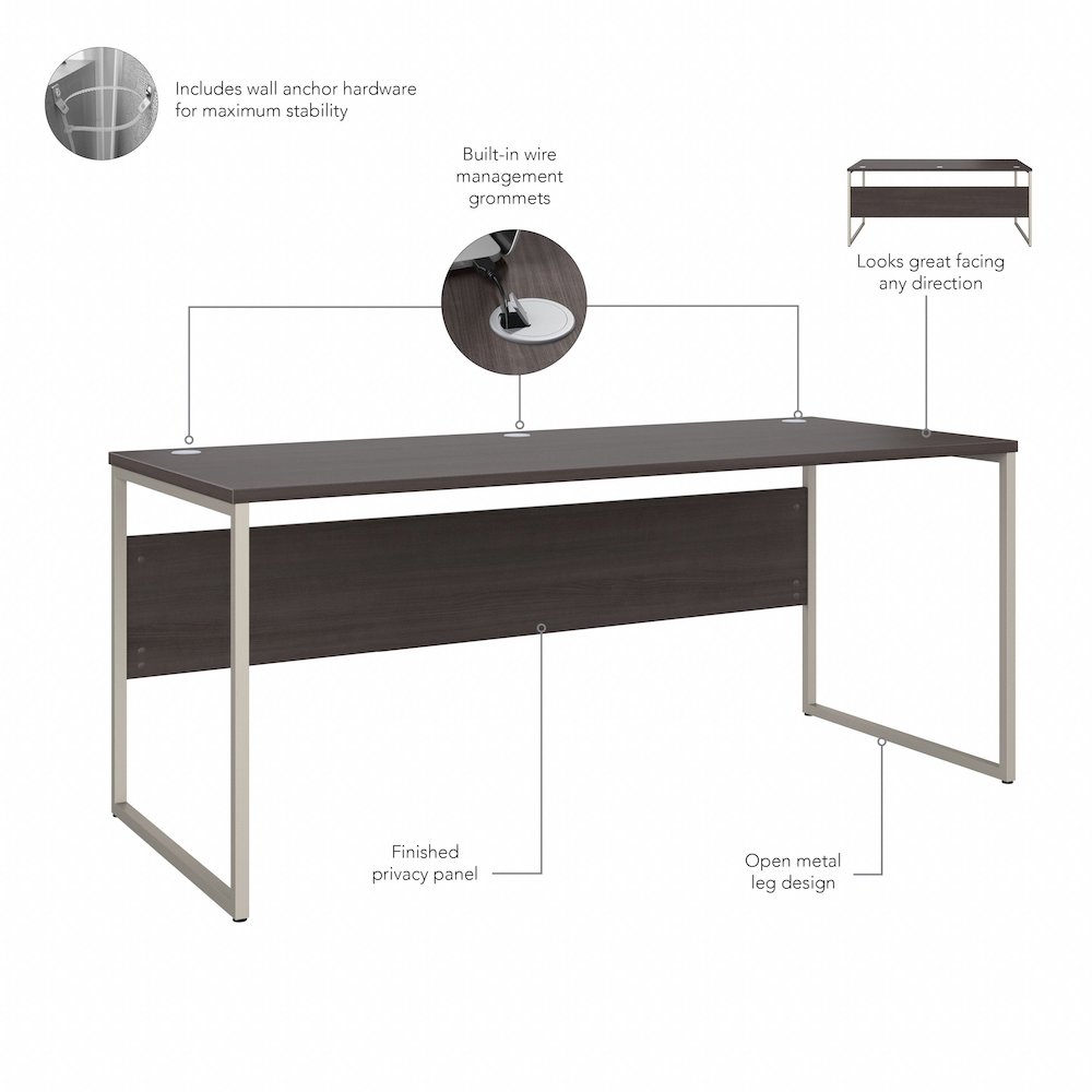 Hybrid 72W x 30D Computer Table Desk with Storage and Mobile File Cabinet. Picture 8