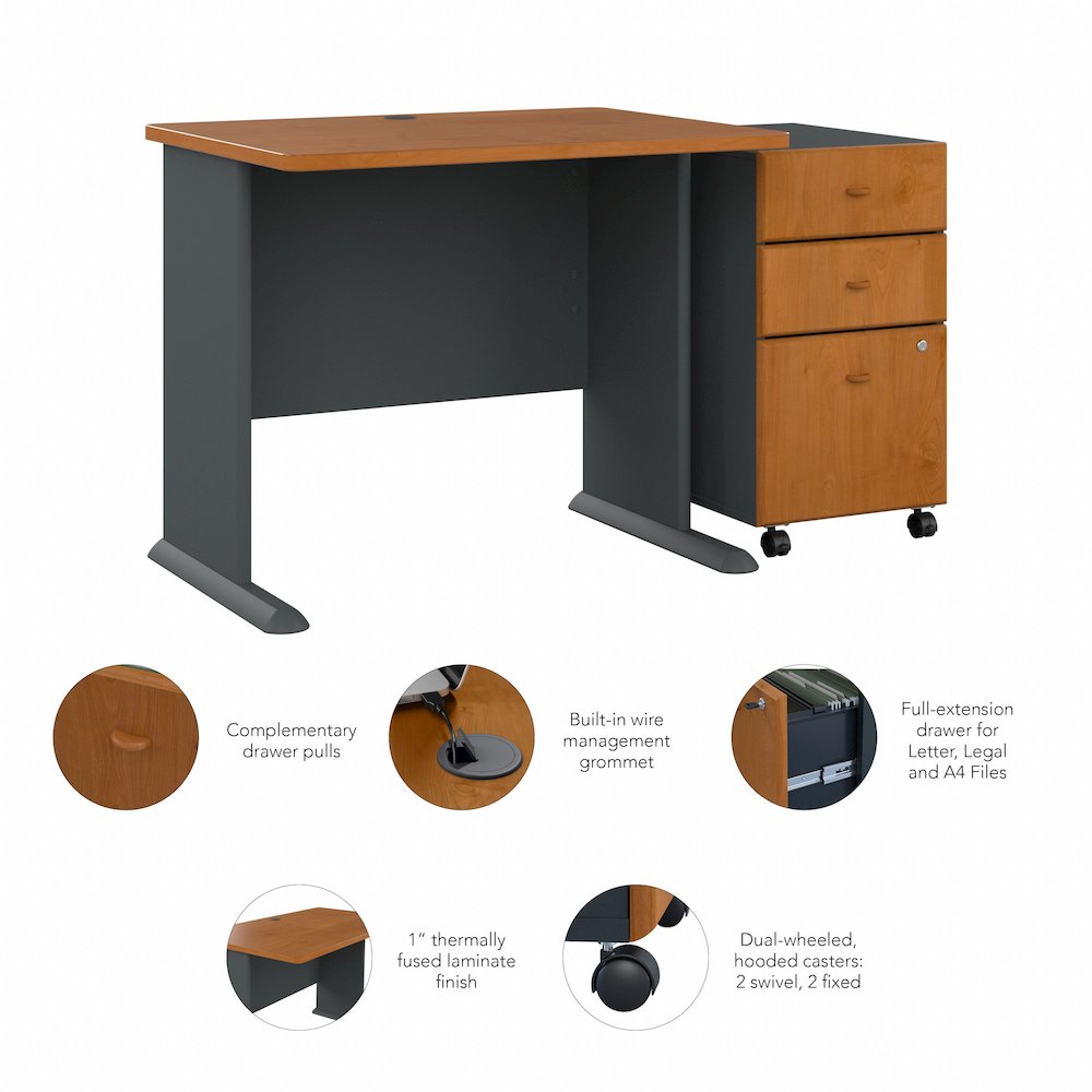 Series A 36W Desk with Mobile File Cabinet. Picture 8