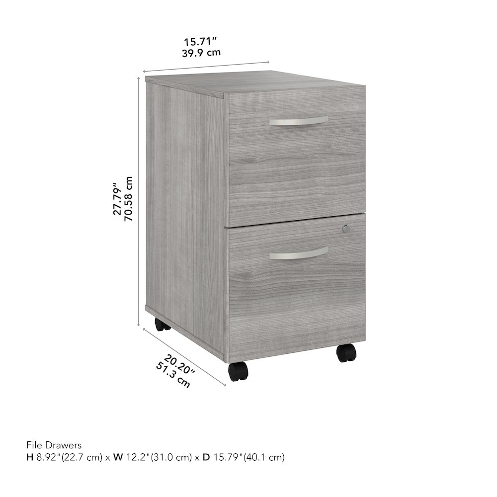 Hybrid 2 Drawer Mobile File Cabinet - Assembled. Picture 7
