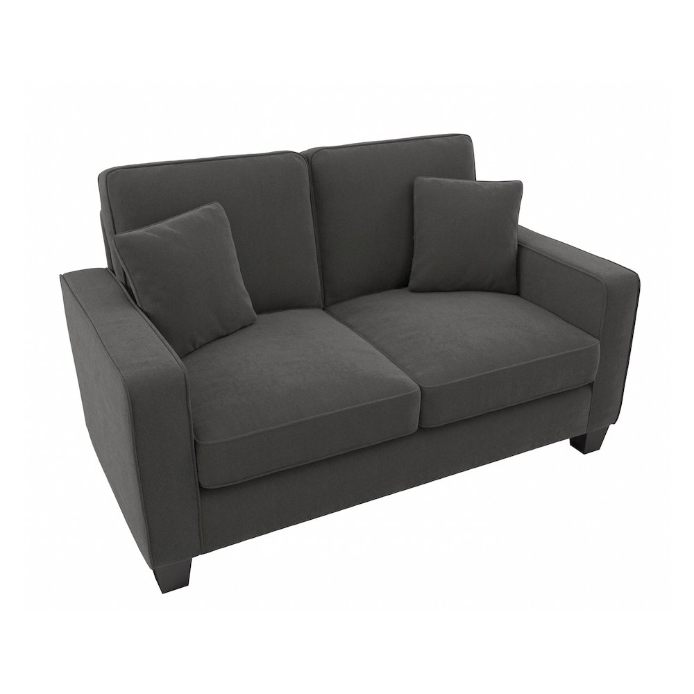 Stockton 61W Loveseat in Charcoal Gray Herringbone. Picture 1