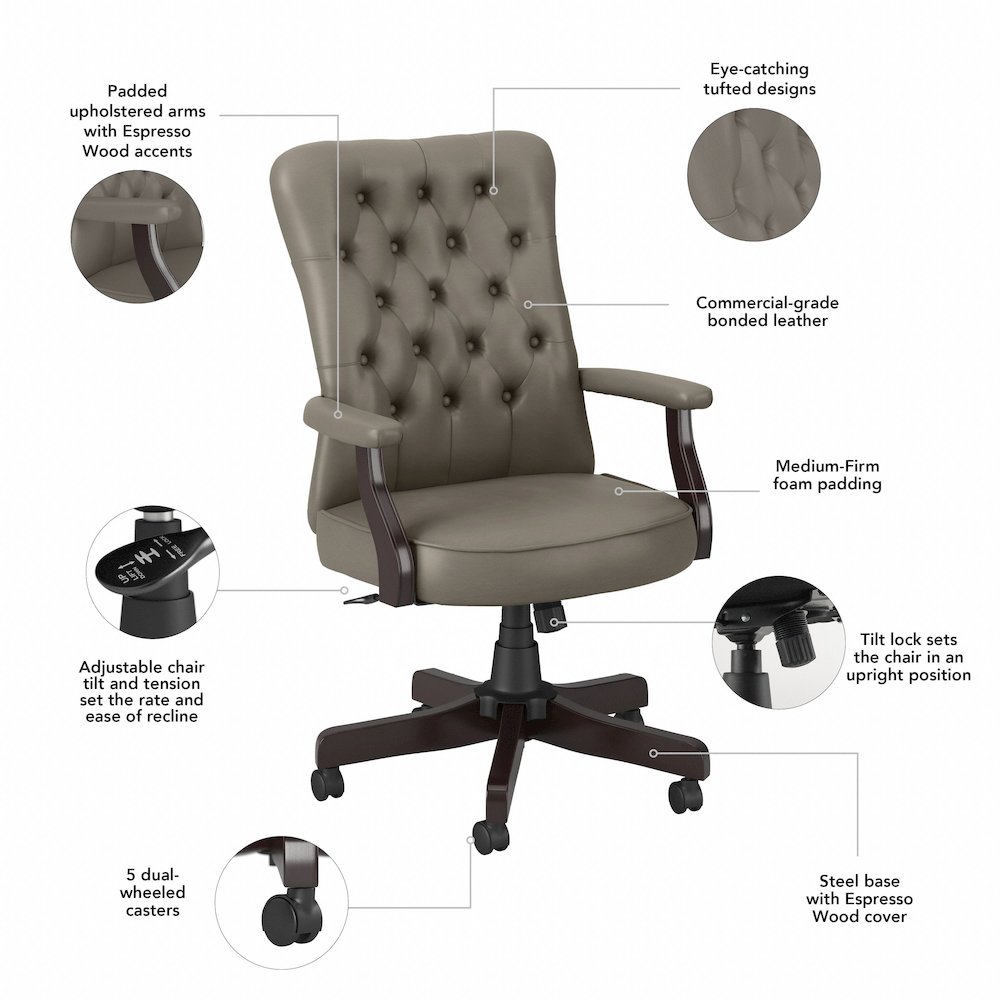 Arden Lane High Back Tufted Office Chair with Arms. Picture 7
