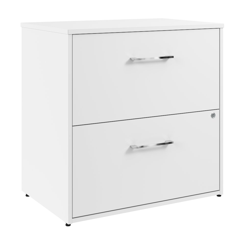 Hustle 2 Drawer Lateral File Cabinet with Lock in White. Picture 1