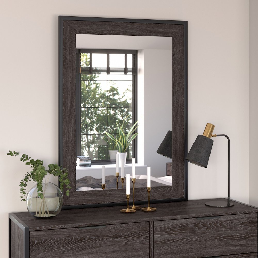Atria Bedroom Mirror in Charcoal Gray. Picture 3
