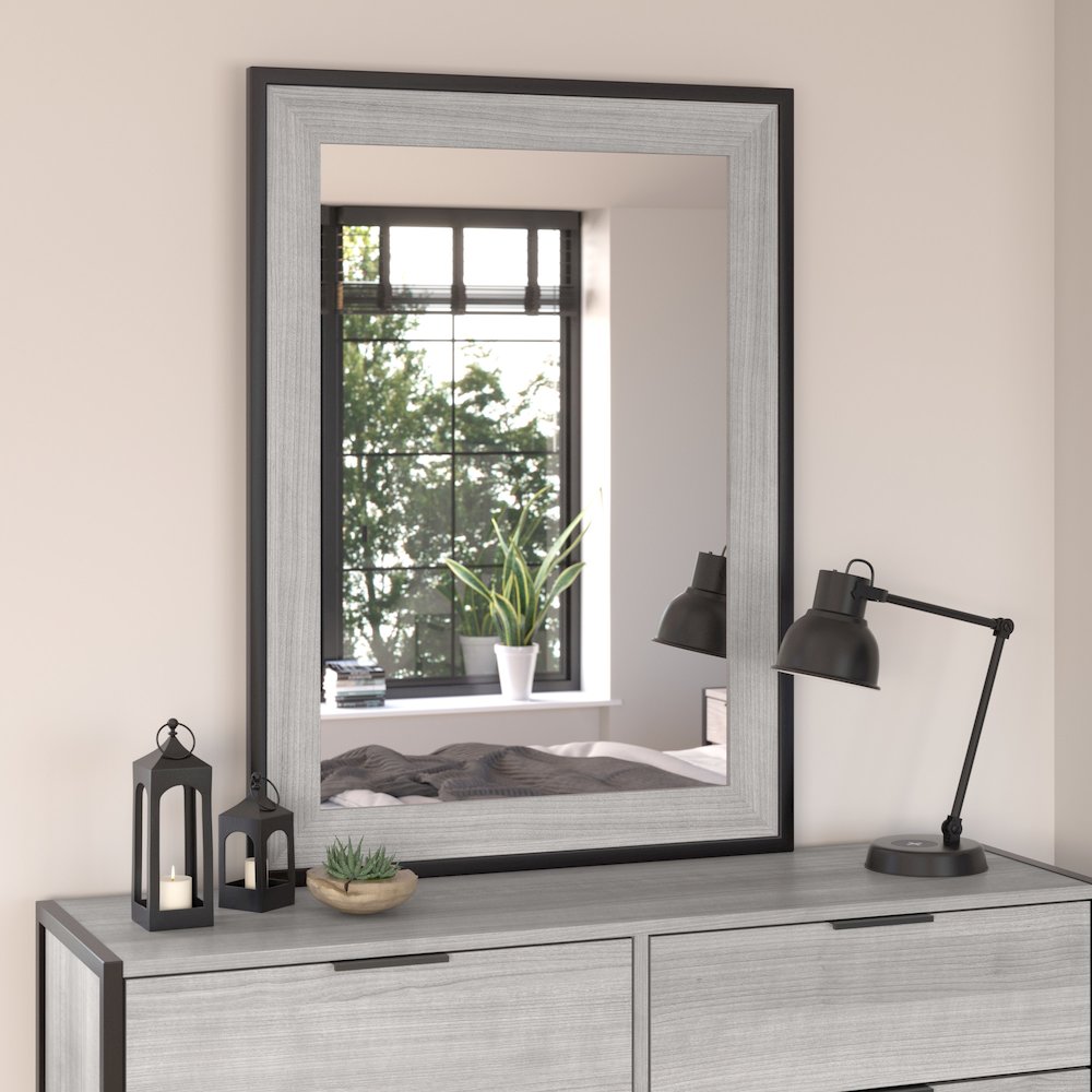 Atria Bedroom Mirror in Platinum Gray. Picture 6