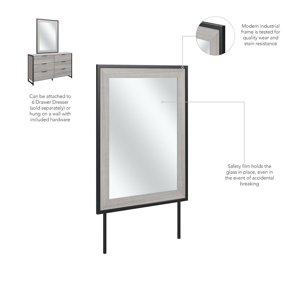 Atria Bedroom Mirror in Platinum Gray. Picture 2