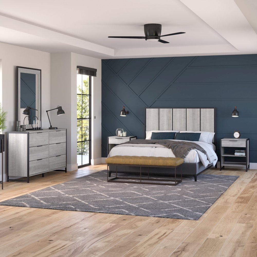 Atria Bedroom Mirror in Platinum Gray. Picture 4
