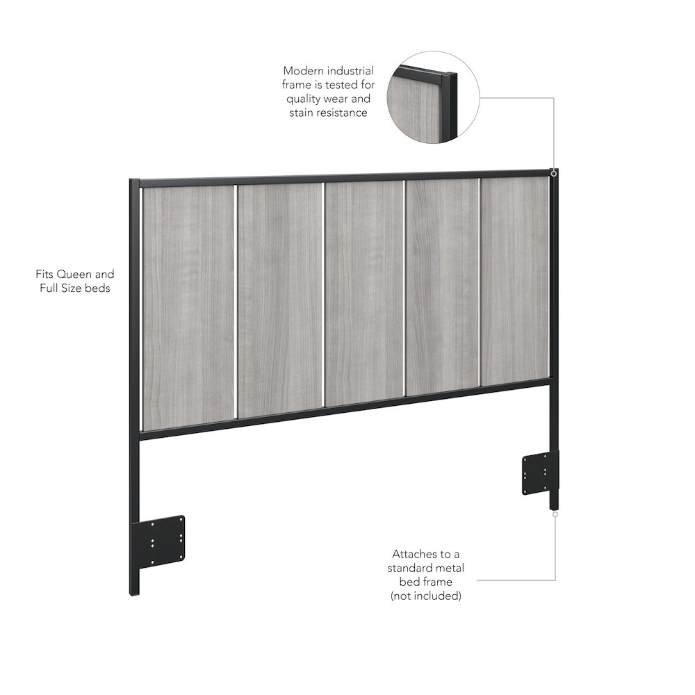 Atria Full/Queen Size Headboard in Platinum Gray. Picture 2