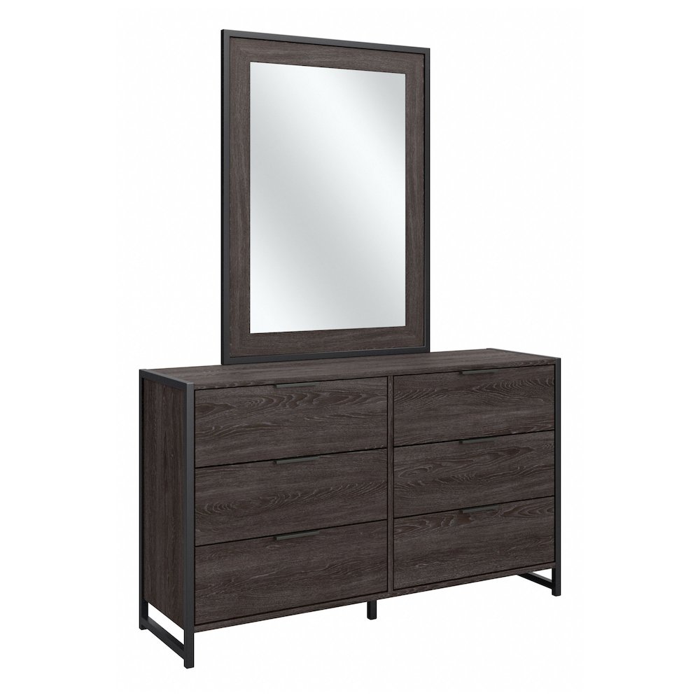 Atria 6 Drawer Dresser with Mirror in Charcoal Gray. Picture 1