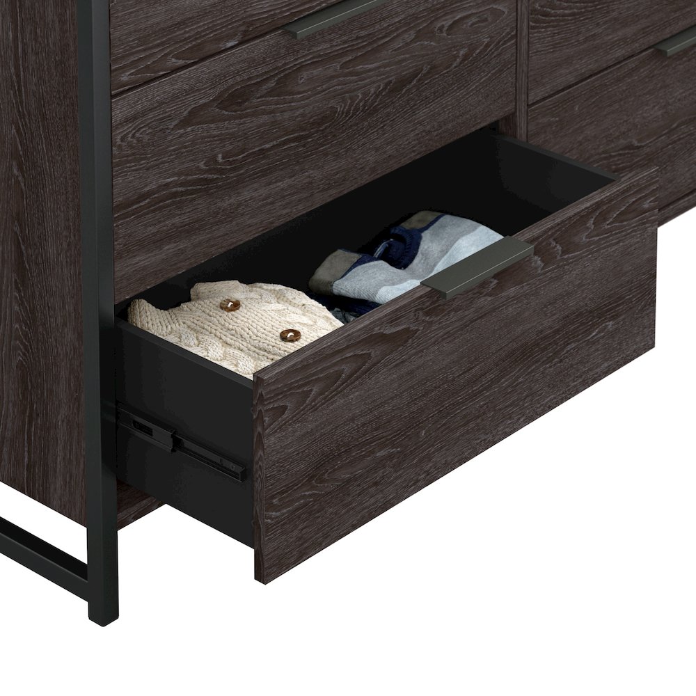 Atria 6 Drawer Dresser with Mirror in Charcoal Gray. Picture 7