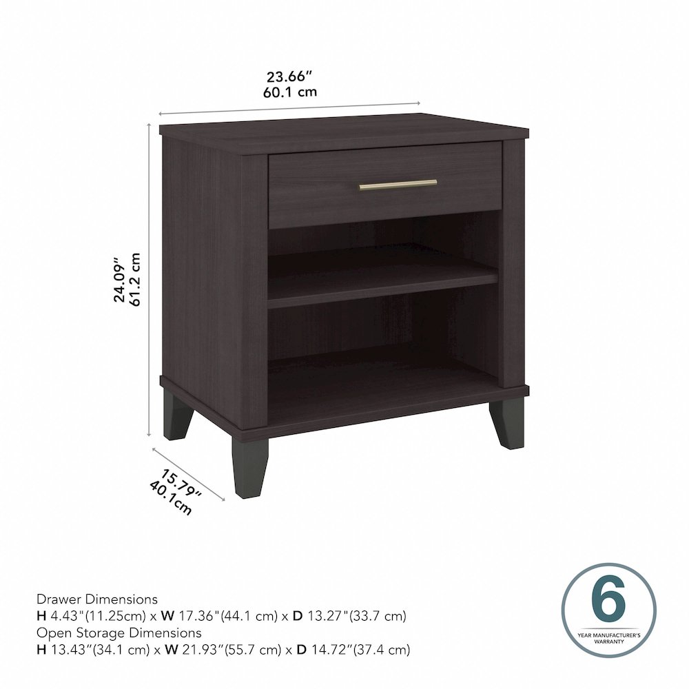 Somerset Nightstand with Drawer and Shelves. Picture 6
