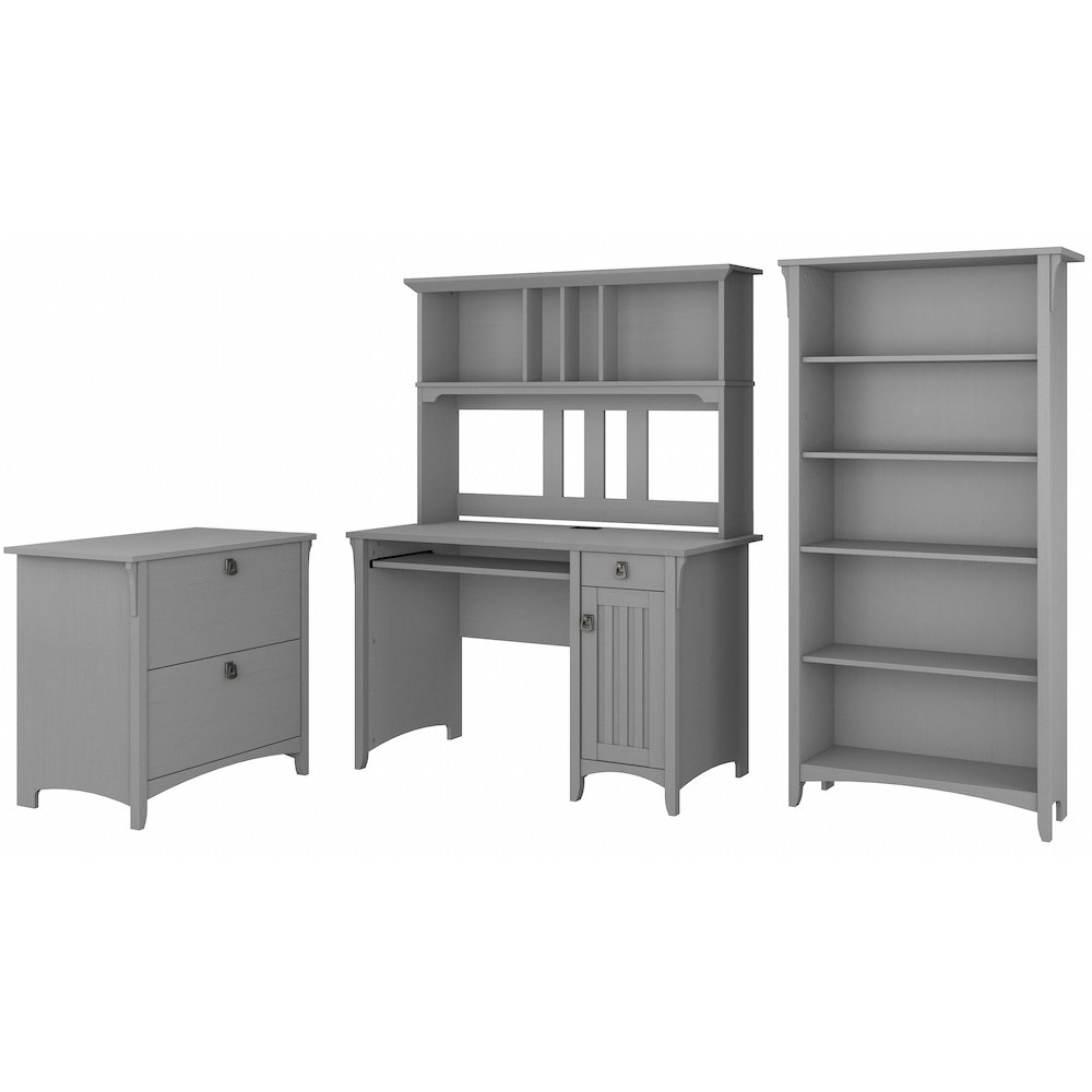 Salinas Mission Desk with Hutch, Lateral File Cabinet and 5 Shelf Bookcase. Picture 1
