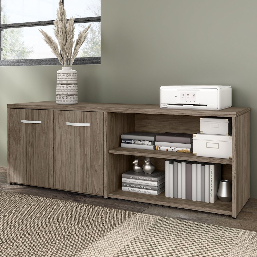 Hybrid Low Storage Cabinet with Doors and Shelves. Picture 2