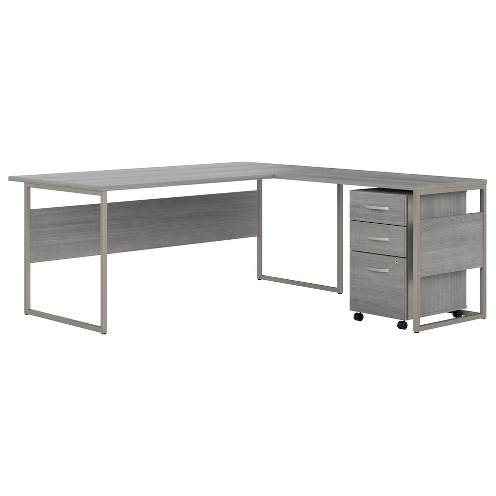 Hybrid 72W x 30D L Shaped Table Desk with Mobile File Cabinet. Picture 1
