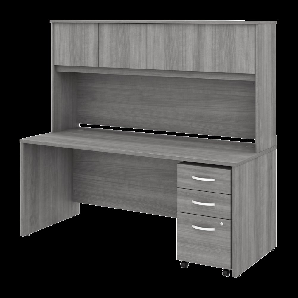 Studio C 72W x 30D Office Desk with Hutch and Mobile File Cabinet. Picture 1