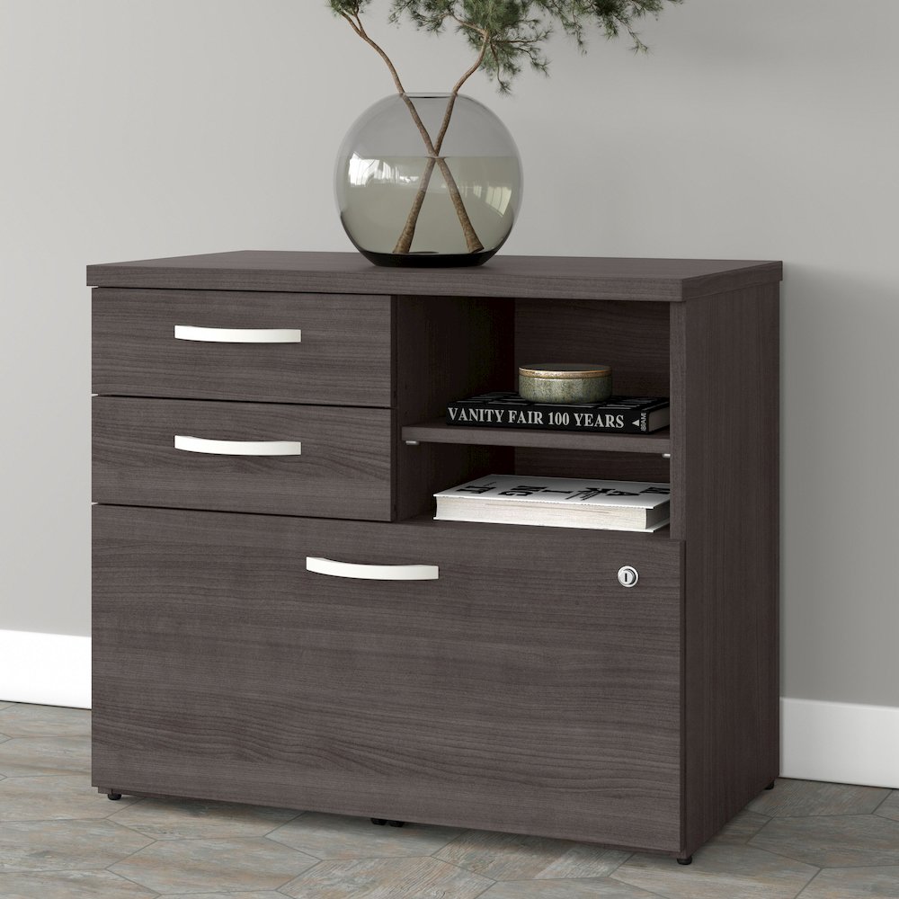 Studio A Office Storage Cabinet with Drawers and Shelves. Picture 2