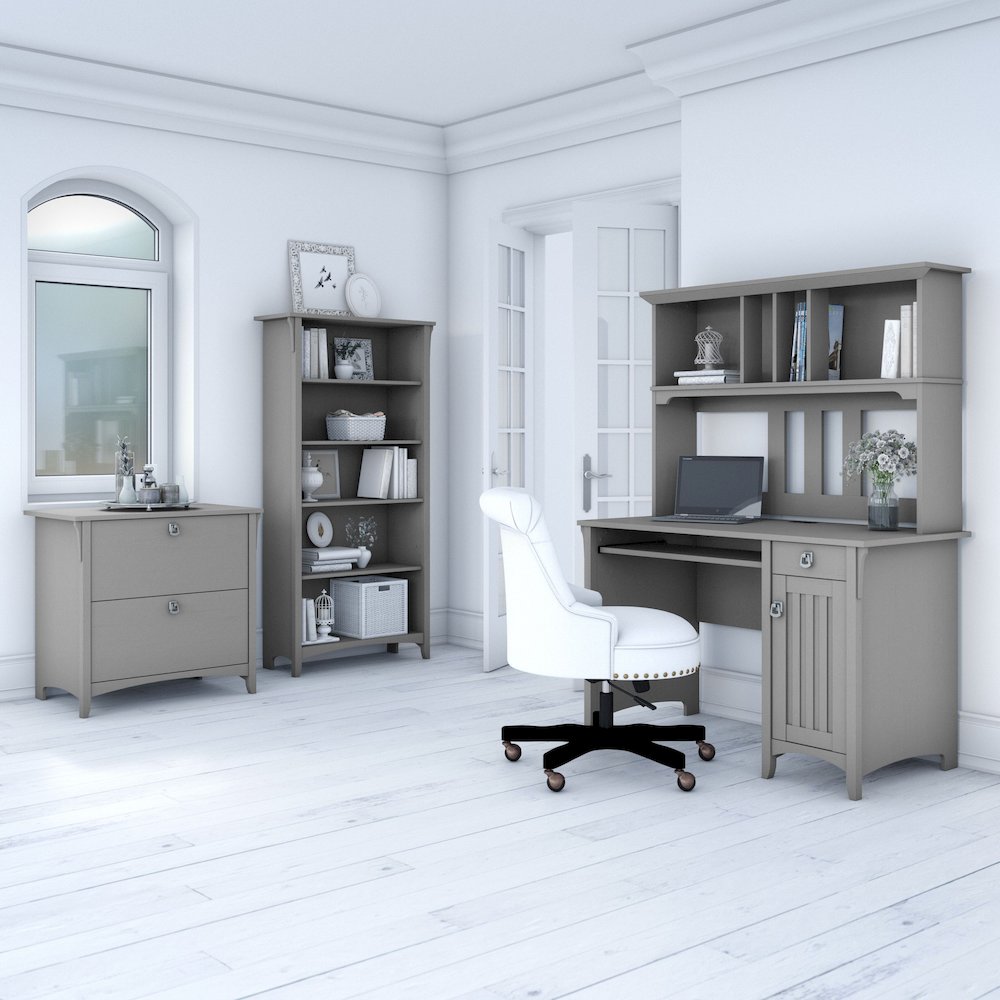 Salinas Mission Desk with Hutch, Lateral File Cabinet and 5 Shelf Bookcase. Picture 2