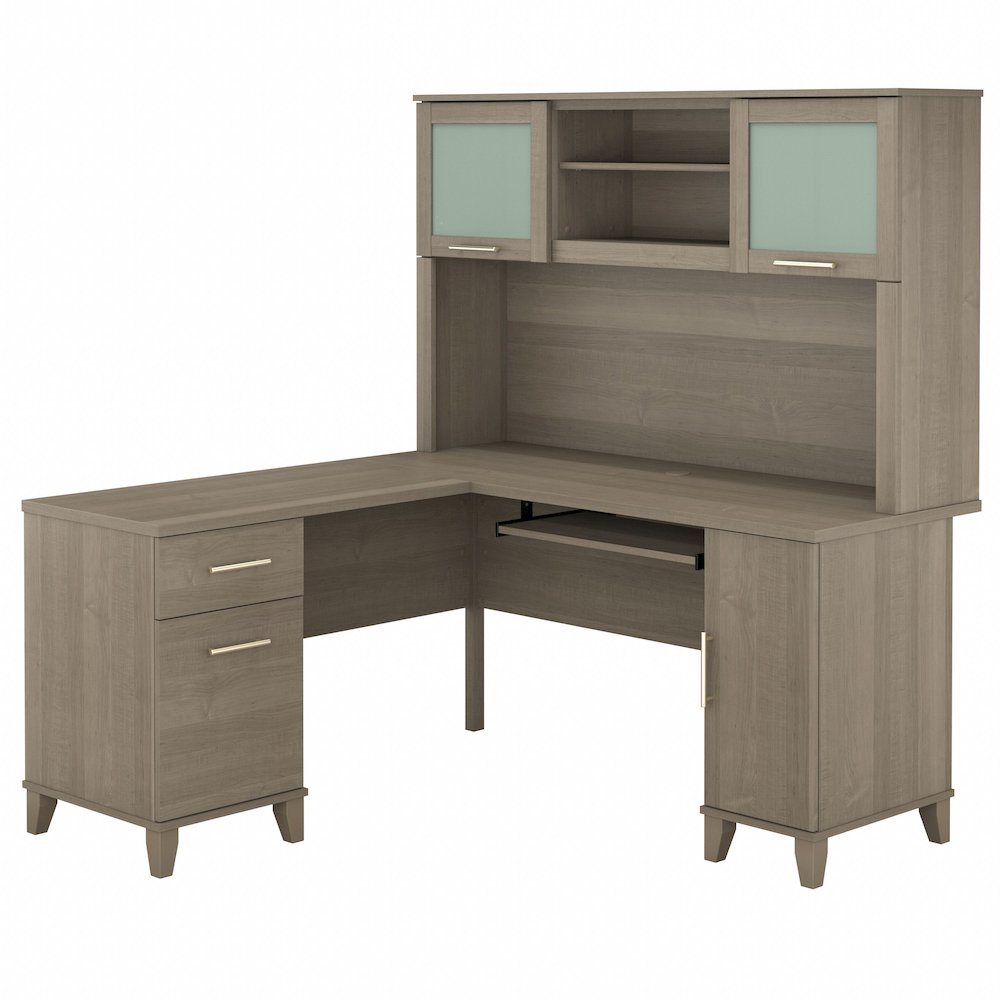 Somerset 60W L Shaped Desk with Hutch. Picture 1