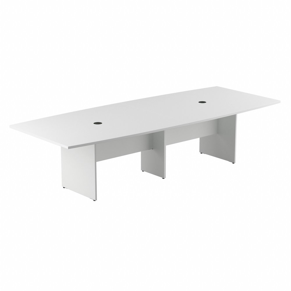 120W x 48D Boat Shaped Conference Table with Wood Base. Picture 1