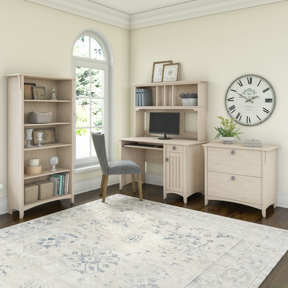 Salinas Mission Desk with Hutch, Lateral File Cabinet and 5 Shelf Bookcase. Picture 2