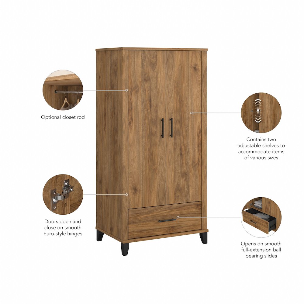 Somerset Tall Kitchen Pantry Cabinet with Doors and Drawer. Picture 8
