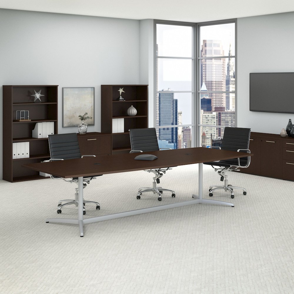 120W x 48D Boat Shaped Conference Table with Metal Base. Picture 2