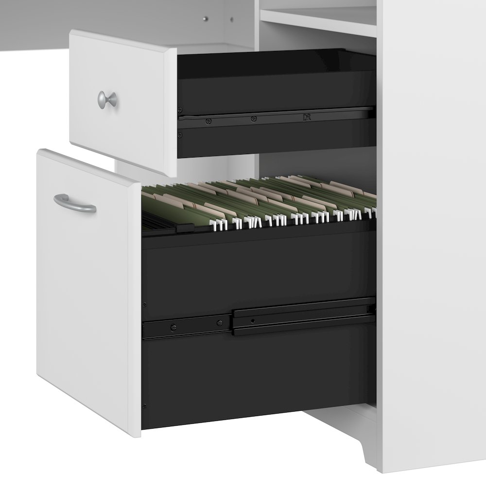 Cabot 60W L Shaped Computer Desk with Hutch and 5 Shelf Bookcase. Picture 3