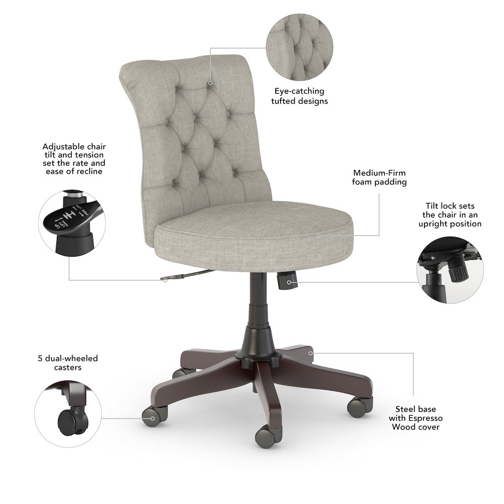 Fairview Mid Back Tufted Office Chair. Picture 7