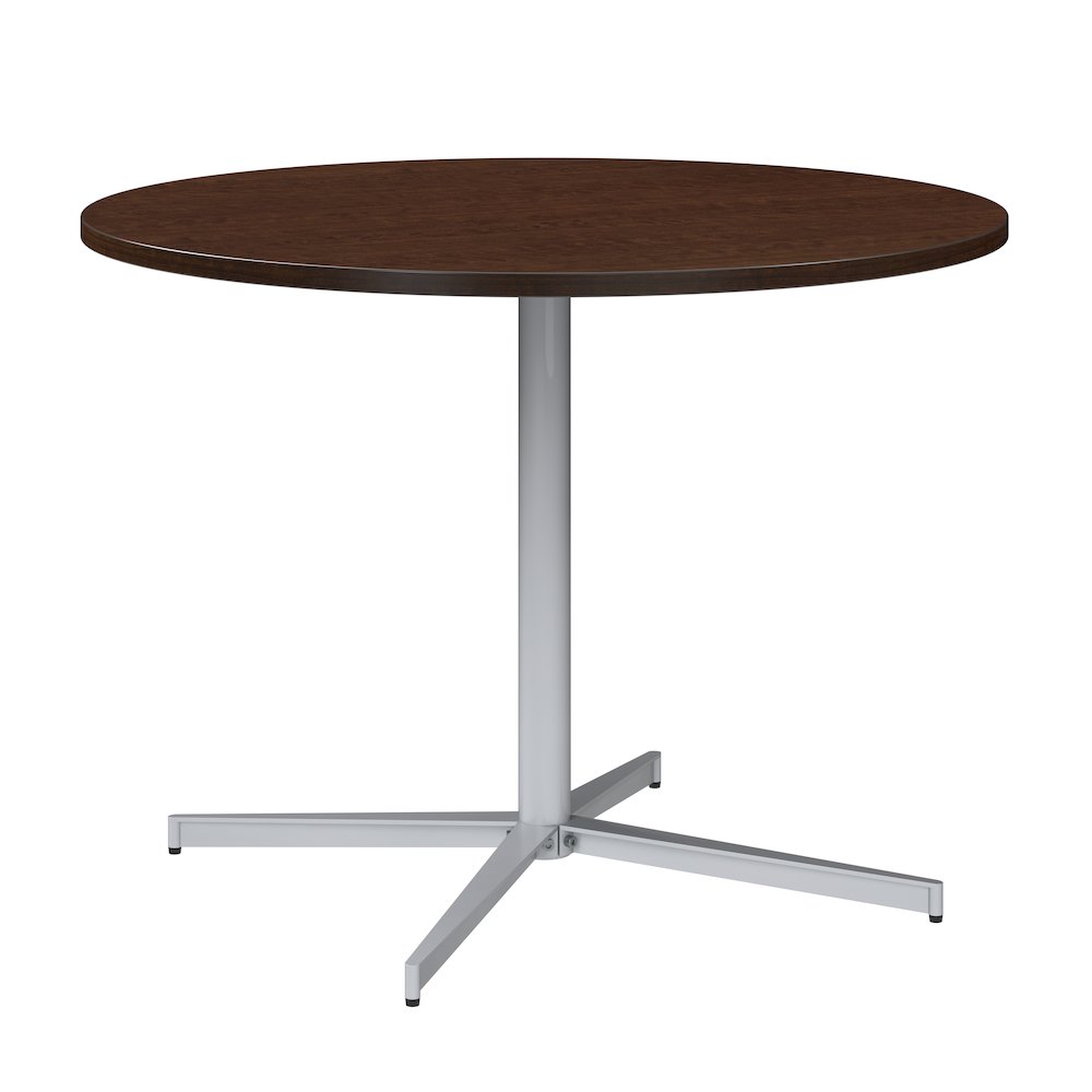 42-inch Round Conference Table with Metal Base in Mocha Cherry. Picture 1