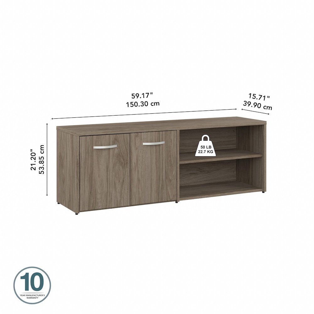 Hybrid Low Storage Cabinet with Doors and Shelves. Picture 8