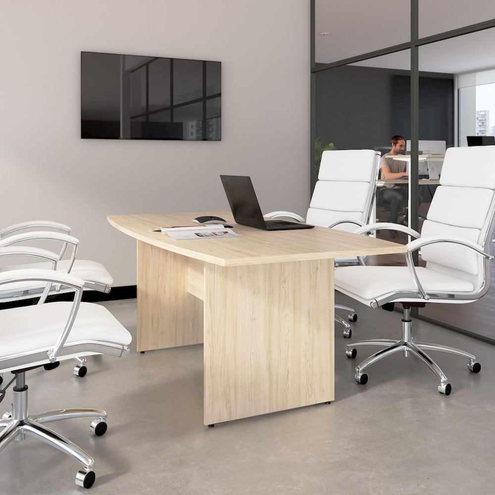 72-inch Office Conference Table with Wood Base in Natural Elm. Picture 2