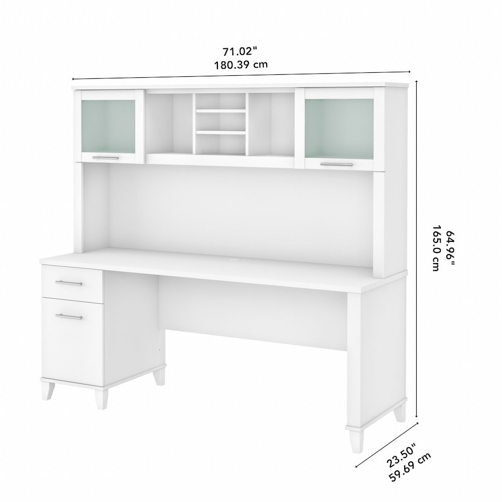 Somerset 72W Office Desk with Drawers and Hutch. Picture 8