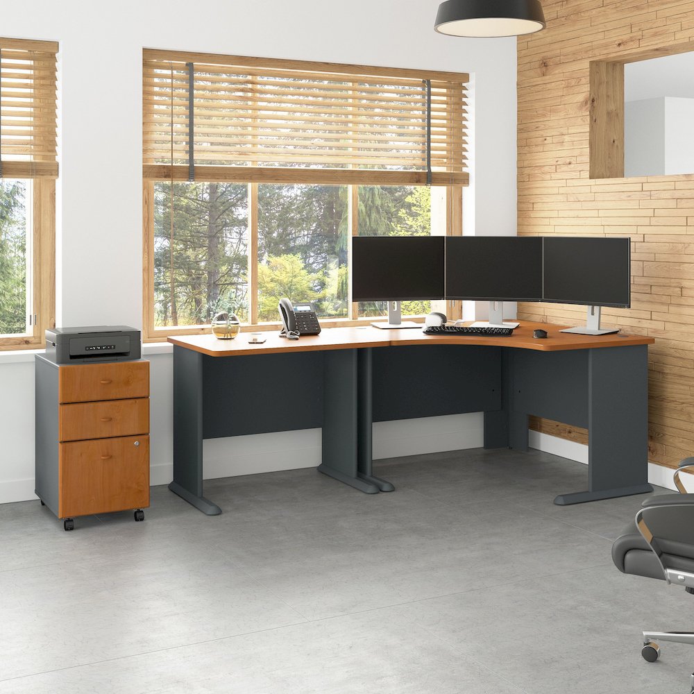 Series A 48W Corner Desk with 36W Return and Mobile File Cabinet. Picture 2
