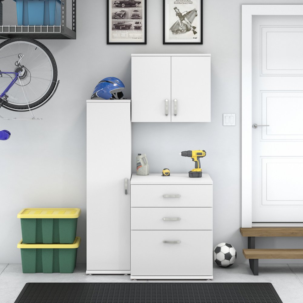 Universal 3 Piece Modular Garage Storage Set with Floor and Wall Cabinets. Picture 2