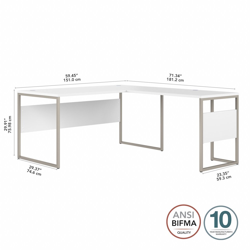 Hybrid 60W x 30D L Shaped Table Desk with Metal Legs. Picture 8