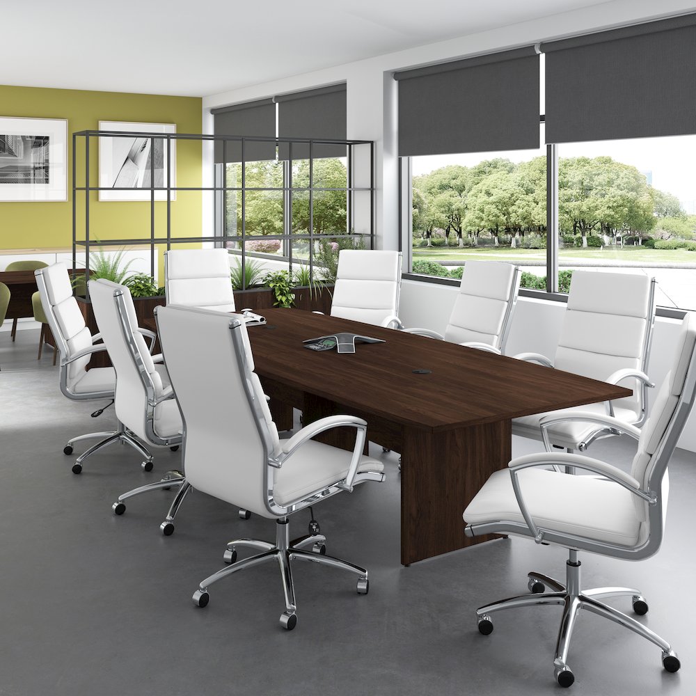 120W x 48D Boat Shaped Conference Table with Wood Base. Picture 2