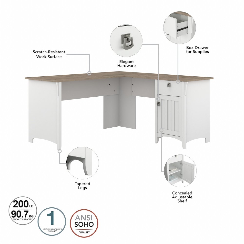 Salinas 60W L Shaped Desk with Storage. Picture 6