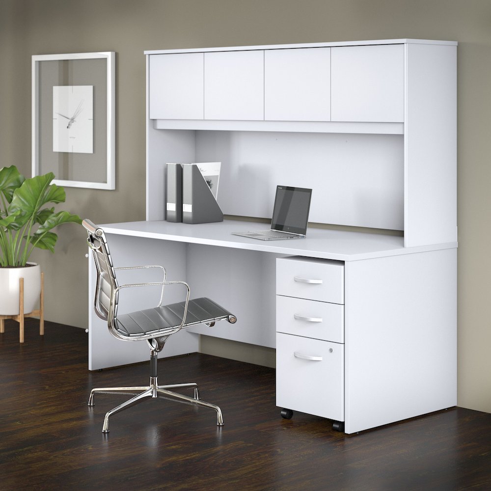 Studio C 72W x 30D Office Desk with Hutch and Mobile File Cabinet. Picture 2