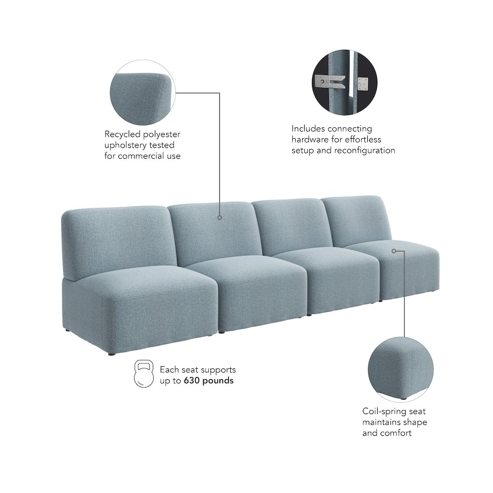 Assemble Modular 4 Seater Sectional Lounge Sofa in Mist Fabric. Picture 7