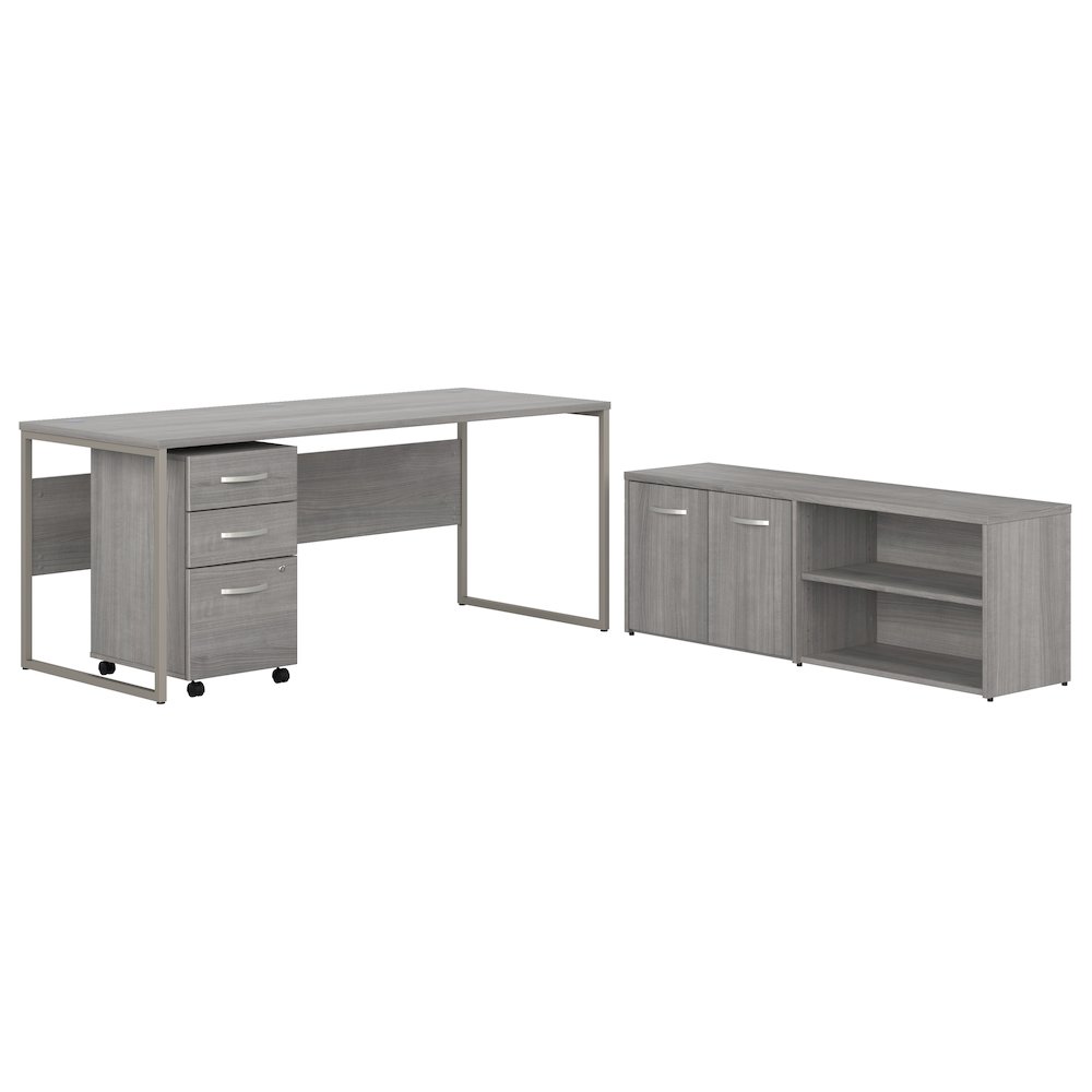 Hybrid 72W x 30D Computer Table Desk with Storage and Mobile File Cabinet. Picture 1