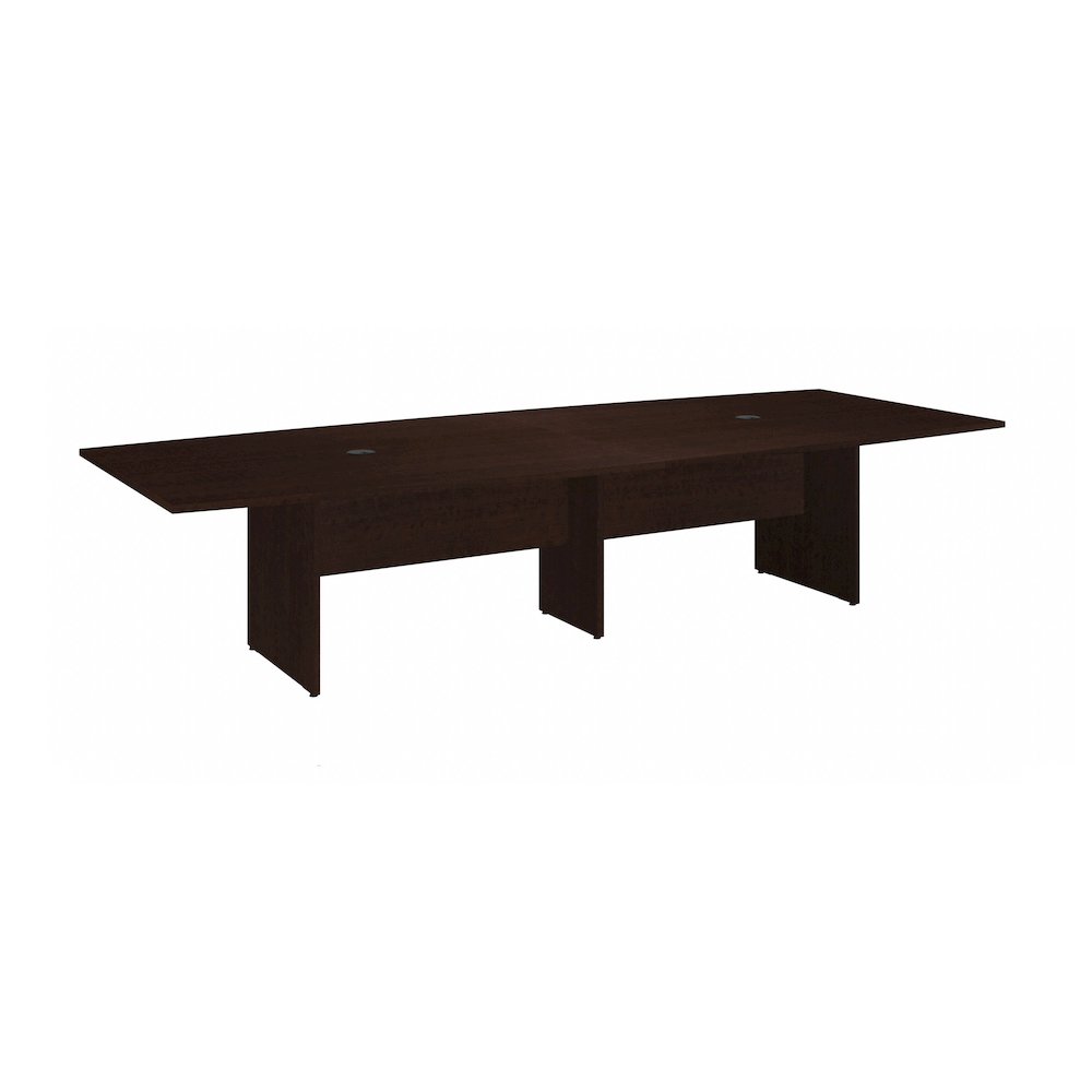 120W x 48D Boat Shaped Conference Table with Wood Base. Picture 1