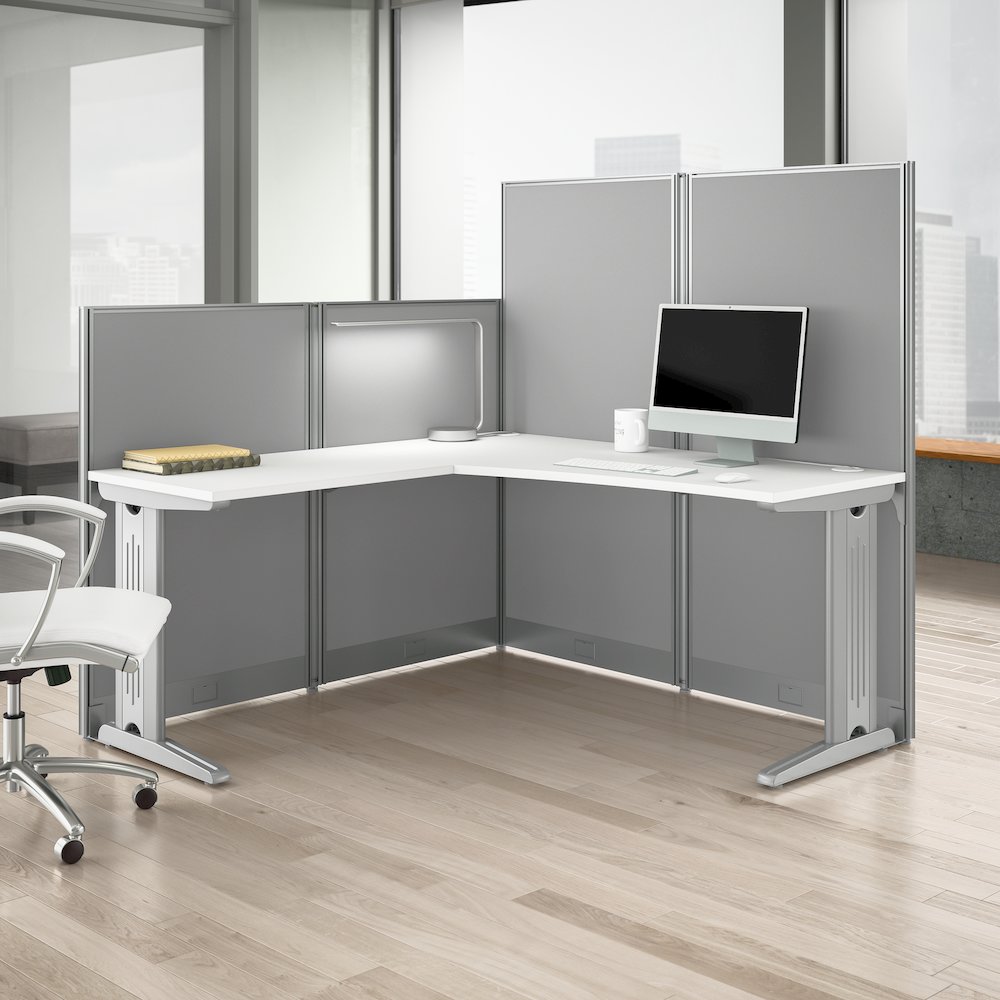 Office in an Hour 65W x 65D L Shaped Cubicle Desk. Picture 2